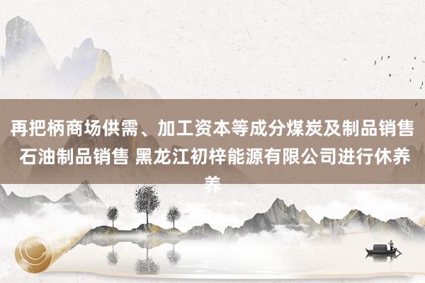 再把柄商场供需、加工资本等成分煤炭及制品销售 石油制品销售 黑龙江初梓能源有限公司进行休养